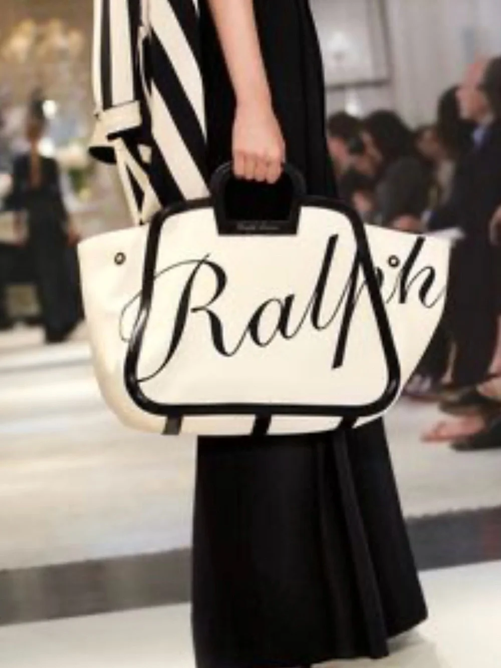 Cream and Black Signature Tote with Script Detail